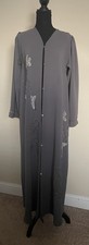 Elegant Gray Abaya Muslim Women Kaftan Maxi Dress Size M