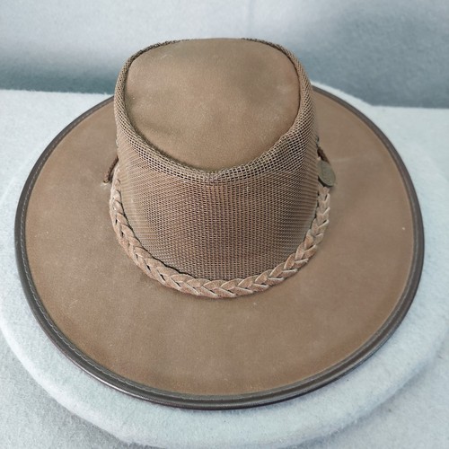 BARMAH #1057 Canvas Drover Hat Brown Safari Air Flow Suede Band Australia LARGE - Imagen 13 de 24