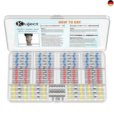 Kuject Kabelverbinder, 120 stk Lötverbinder, Schrumpfschlauch Set Wasserdicht 
