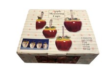 Vintage Red Apple Measuring Cups Set 4 Ceramic Wall Hanging