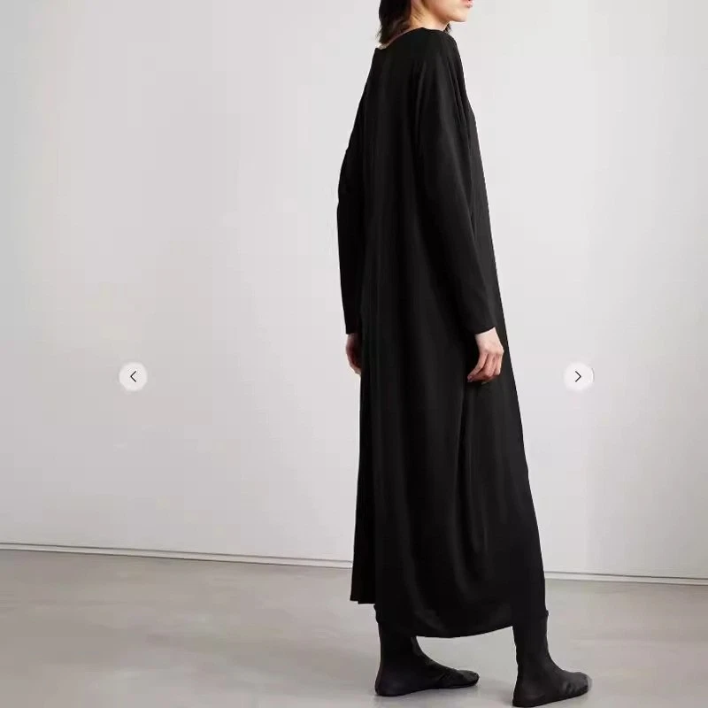 Vestido suelto manga al hombro de algodón cuello redondo The Row para mujer Foto 2 de 4