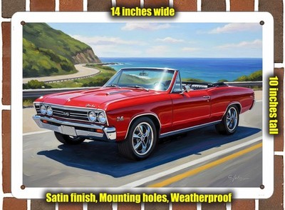Metal Sign - 1967 Chevrolet Chevelle Malibu Oil Painting - 14x10