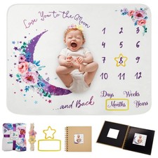 Baby Monthly Milestone Blanket, 51"x40" Newborns Month Blanket Gift for Baby ...