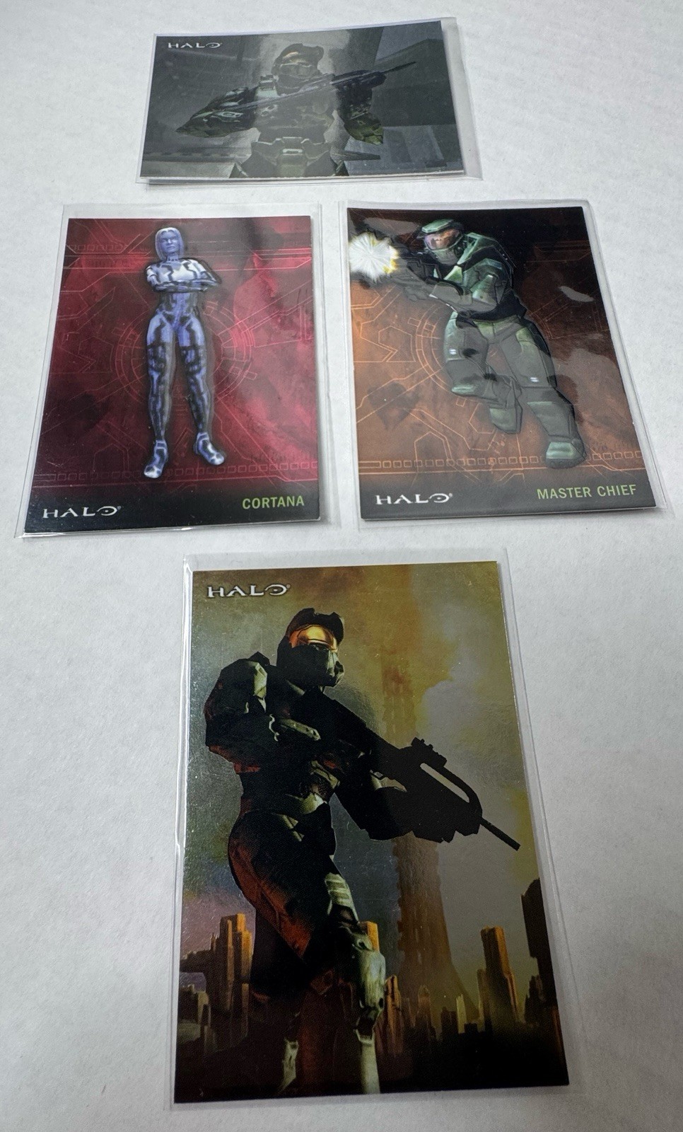 x4 2007 Topps HALO EMBOSSED FOIL Cards MASTER CHIEF + Cortana + 2 MoreULTRA RARE