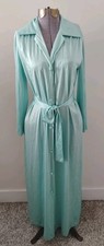 Vtg 70's Vanity Fair Dressing Gown Robe Blue Nylon Belted sz S 32" Bust EUC