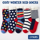 2 Pairs Women Cozy Winter Bed Socks Warm Fluffy Home Sock Non Slip Thick Fur