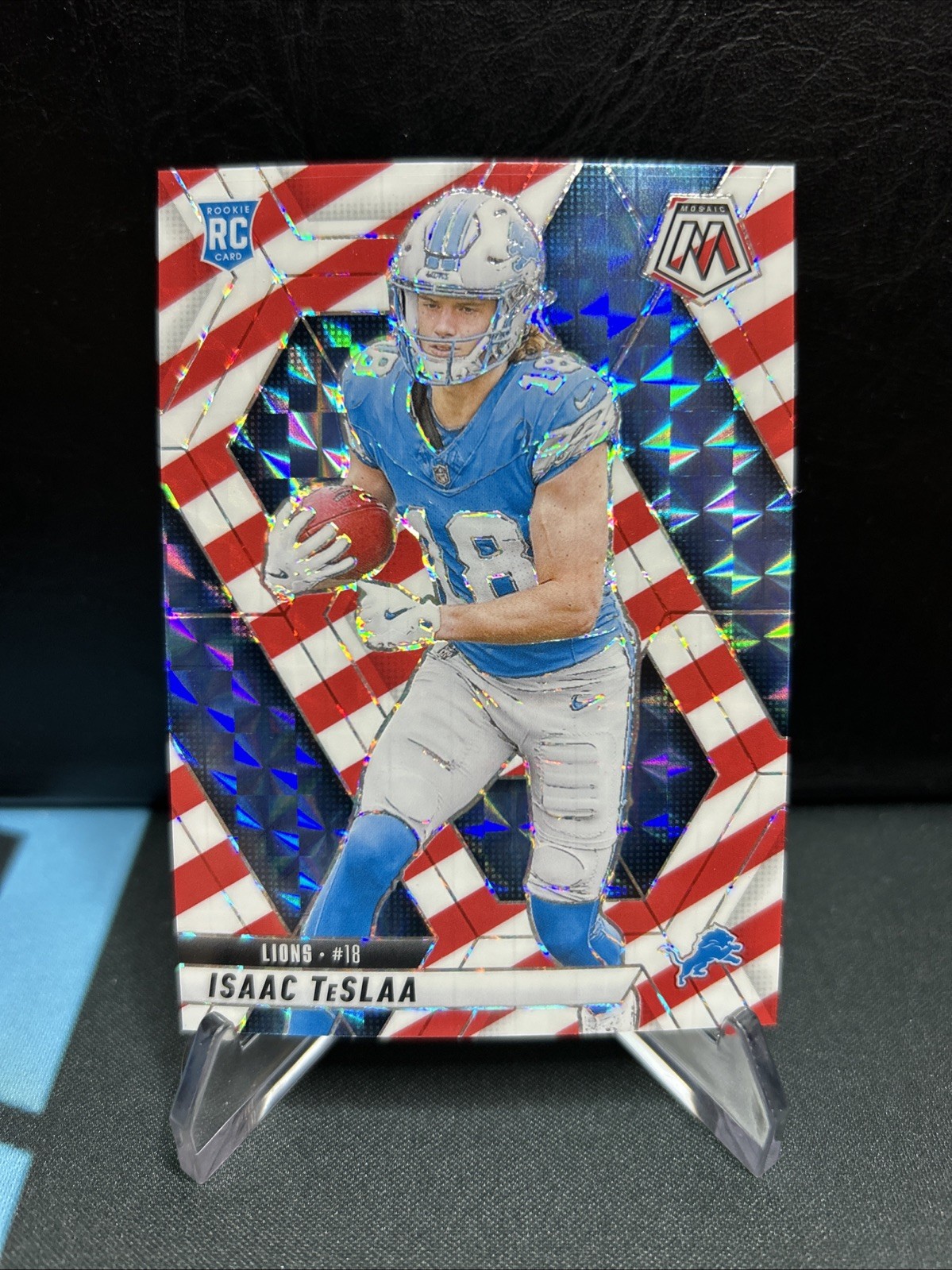 ISAAC TeSLAA 2025 Panini Mosaic Red & White Stripe Candy Cane Rookie Prizm #319