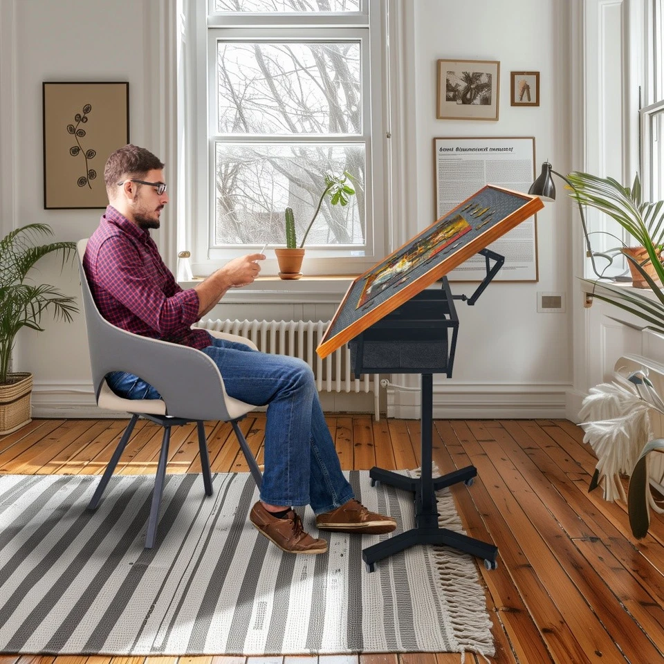 1500pcs Jigsaw Puzzle Table Storage Board with Drawers Height Adjustable Tilting - Image 4 of 4