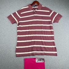 Polo Ralph Lauren Polo Shirt Large Purple White Striped Casual Knit Pony Mens