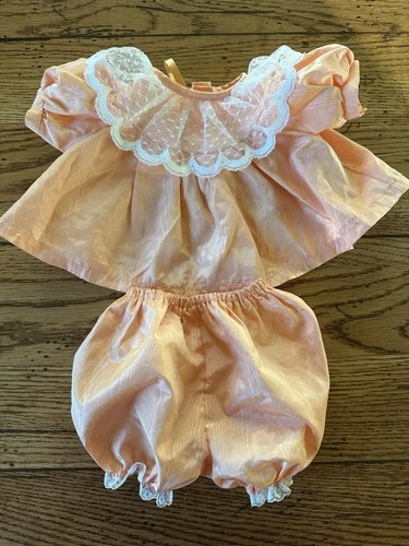 VTG 1985 COLECO/CABBAGE PATCH KIDS Peach Salmon Moiré Dress & Bloomers Outfit