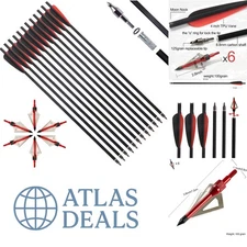 12 Pack 20-inch Hunting Crossbow Arrows with Alloy Steel Broadheads Set