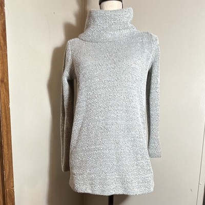LOFT Womens XSM Green Cozy Tight-Knit Long Cotton Turtleneck Cottagecore Holiday