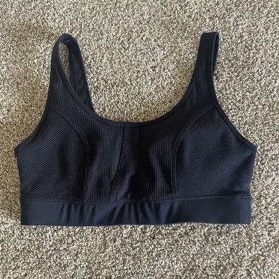 JoyLab Ribbed Athletic Bra Women s XL Black Scoop Neck Textured Everyday Day