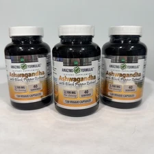 3 pack Amazing Formulas Ashwagandha w/ Black Pepper Extract, 2100mg, exp 8/2026