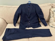 French Crown Mens Dress Suit - Navy Windowpan...