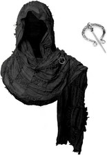 Medieval Scarf Cowl Men with Brooch, Viking Cowl Hood Cloak, Renaissance Rogue H