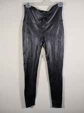 Spanx Faux Leather Black Shaping Shapewear Womens Leggings Size Large 2437