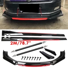 Glossy Black Look Red Front Lip Chin Bumper Side Skirt For Volkswagen CC