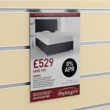 Slatwall Poster Displays Menu Holder Leaflet Shop Sign Clear Acrylic & PVC