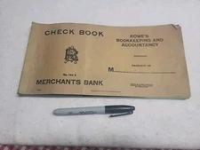 Vtg Check Book Large Merchants Bank  Mcm Midwest Business Rowe 126 E