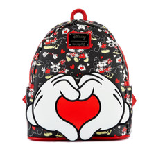 LOUNGEFLY MICKEY AND MINNIE HEART HANDS MINI BACKPACK - DISNEY - WDBK2061 - NEW