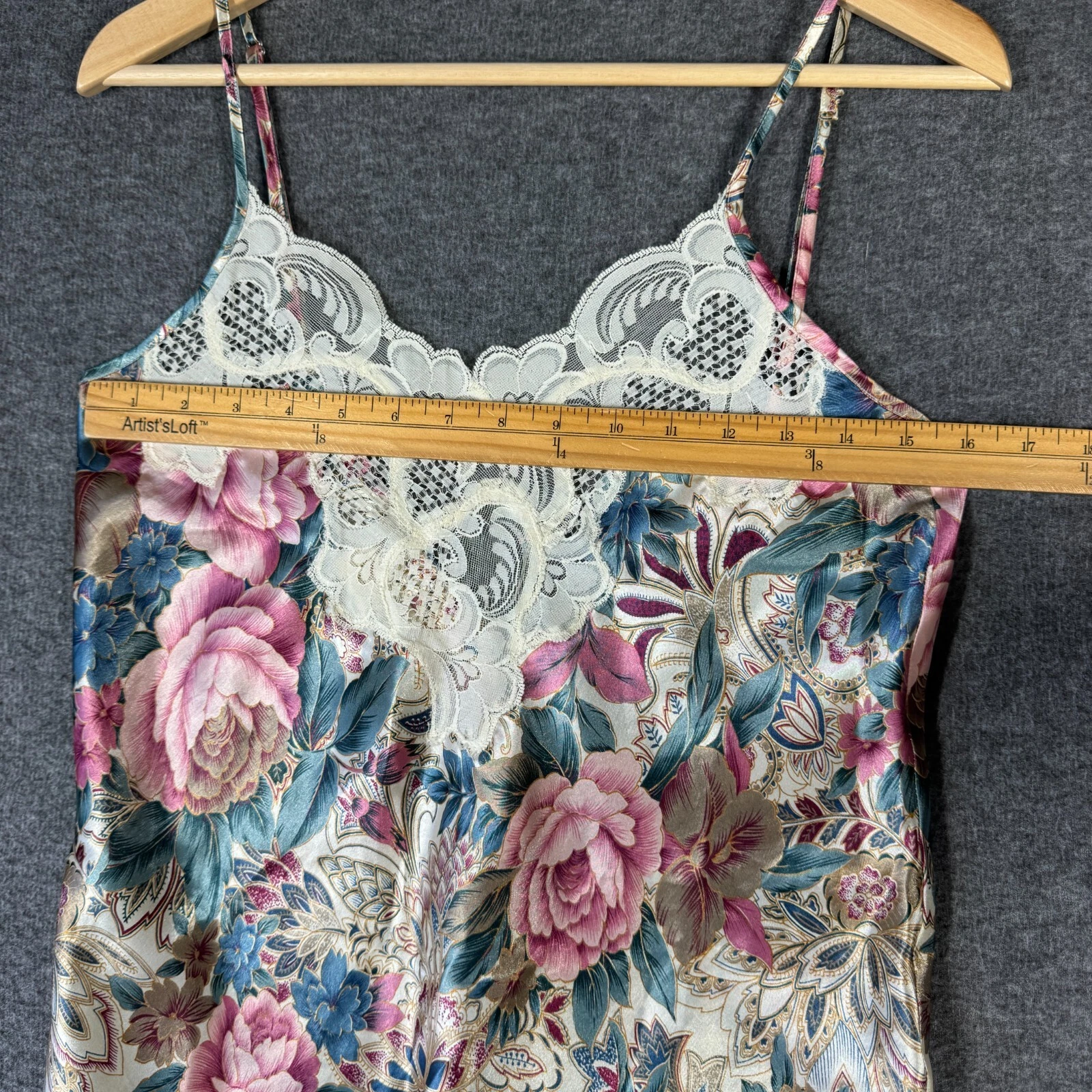 UNDERCOVER Camicia da notte vintage anni 90 Victoria's Secret donna piccola S raso pizzo floreale