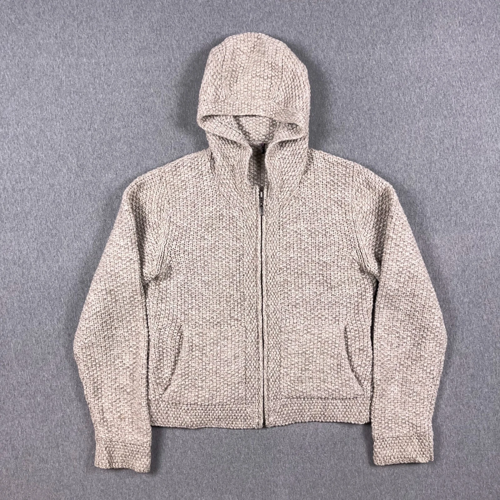 Patagonia Cardigan Womens Small (?) Chunky Knit Hoodie Natural Tan Full Zip