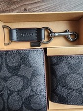 Coach Leather Wallet  Key Fob Gift Box Set
