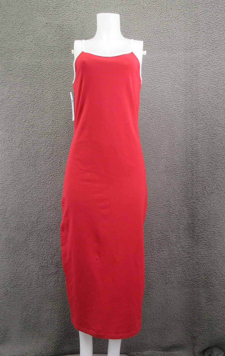 knee length dresses for ladies PREMIUM COTTON SLEEVELESS MIDI DRESS in DARK RED