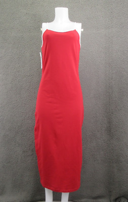 Noisy May Red Contrast Strap Midi Tank Dress XL #4794