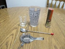 HOME BAR MANCAVE STARTER SET MEASURING GLASSES COCKTAIL TOOLS STIR 
