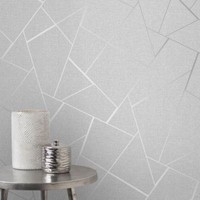 Quartz Fraktal Tapete Geometrisch Metallic - Silber FD42280 - Fine Decor