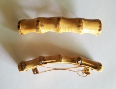 Bamboo Root Barrettes Hair Clips 3'' Set of 2