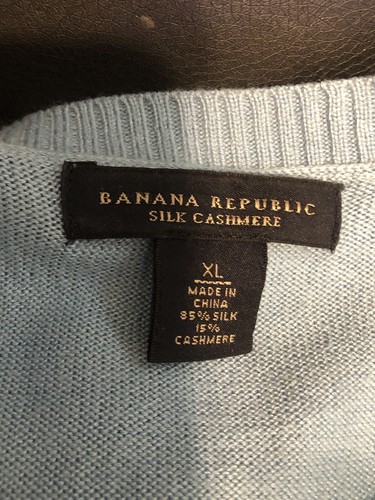 Banana Republic Silk Cashmere Sweater Size XL Pale Blue Crew Neck Long Sleeve - 第 5/6 張圖片