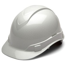 RIDGELINE GRAPHITE CAP SHINY WHITE PROTECTIVE CONSTRUCTION HARD HAT 4 PT RATCHET