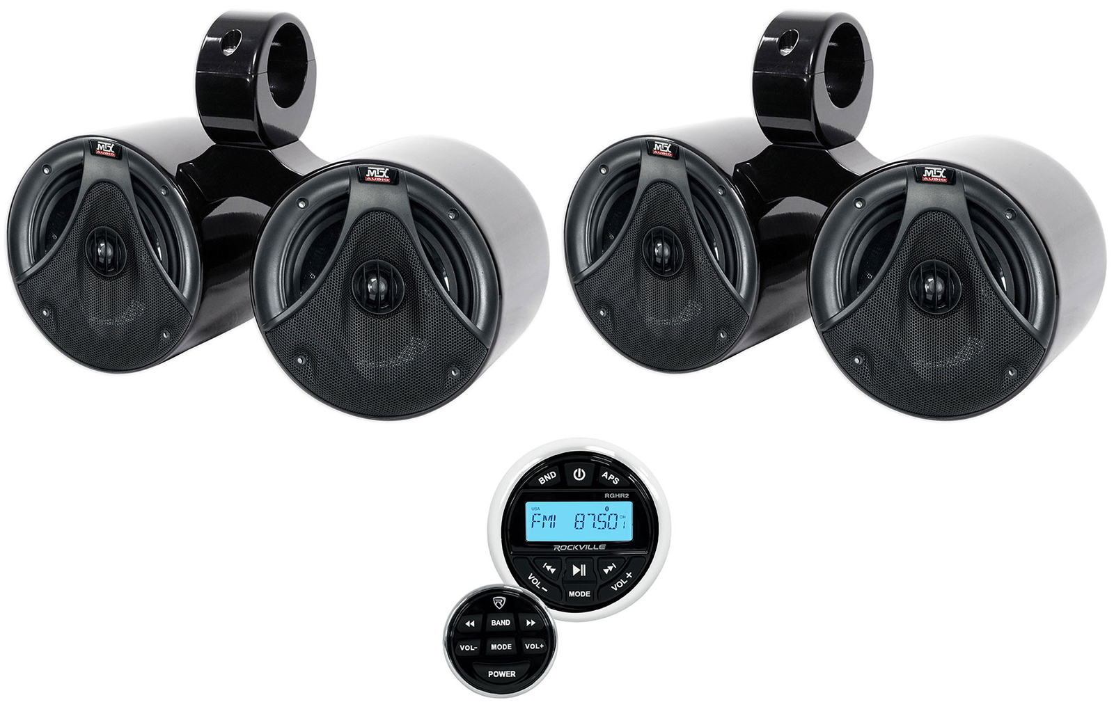 2 Колонки MTX Dual 65 Black Marine Boat Wakeboard Tower Bluetooth-приемник 64790₽