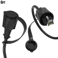 6FT CAT6 RJ45 Waterproof IP67 Network LAN Shielded Cable SSTP Outdoor Dust Cap