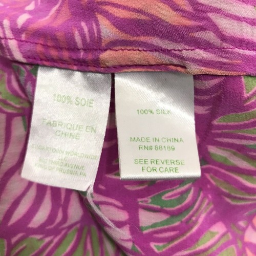 Lilly Pulitzer blouse XXS / 2XS Elsa Top PINK/Tourquoise Floral 100% silk - Picture 5 of 8