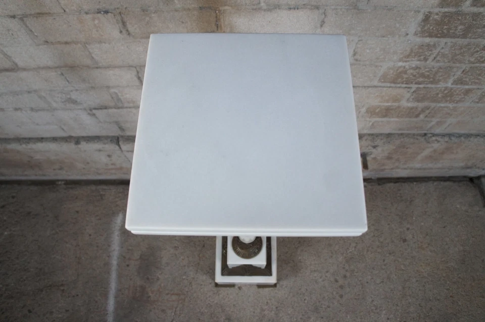 Antiguo pedestal francés neoclásico blanco mármol y bronce soporte para escultura 49" Foto 4 de 4