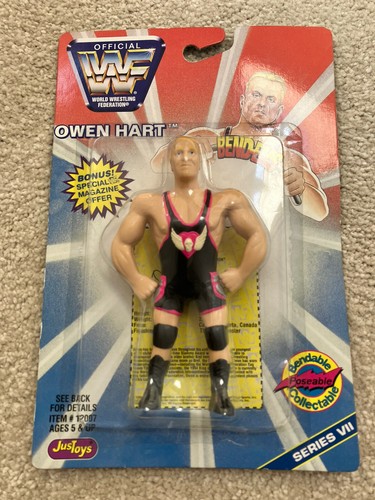 WWF Wrestling Owen Hart Bend-Ems figure carded 199...