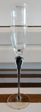 LONG STEM KROSNO POLAND CLEAR CHAMPAGNE FLUTE BLACK TEARDROP 12.5 INCHES 6 OZS