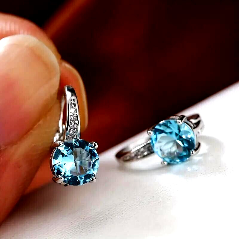 Stylish Blue Zircon Earrings for Women – Perfect Wedding Party Gift & Accessory