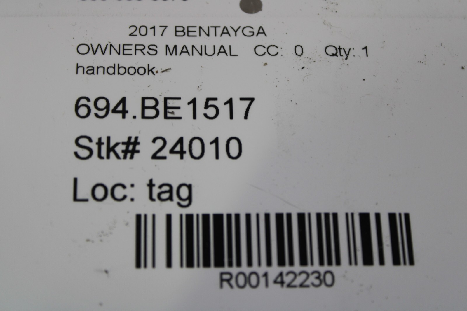 Bentley Bentayga, Owners Manual, Used