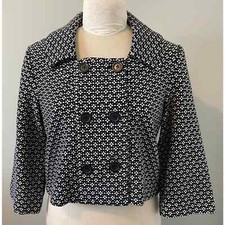 White House Black Market Patterned Knit Cropped Bolero Blazer Jacket Size 12