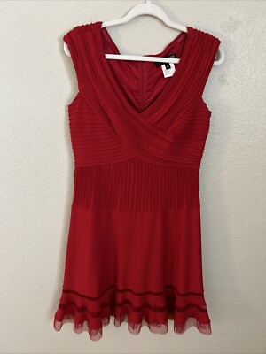 Tadashi Shoji Red Cap Sleeve Fit & Flare Cocktail Dress Size Petite Large |  eBay