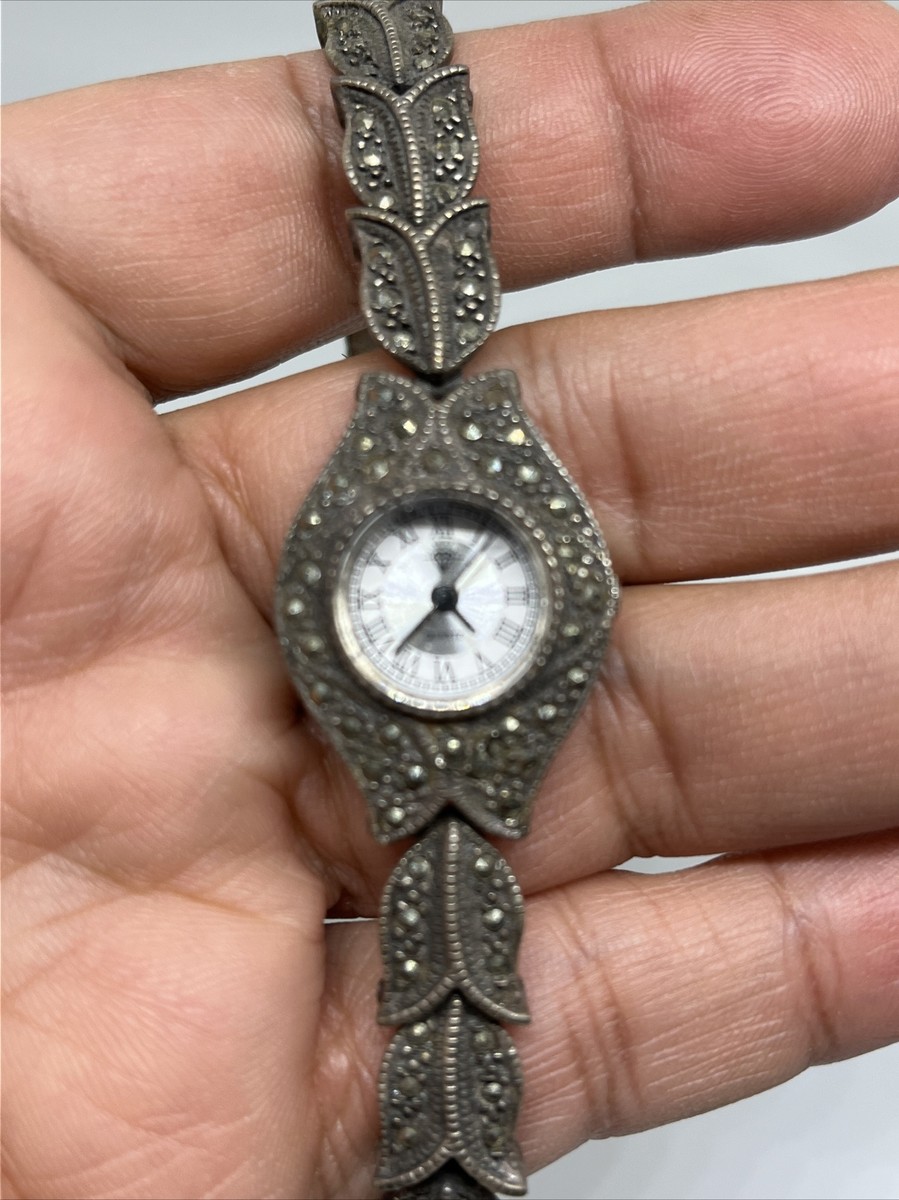 vintage sterling silver marcasite watch | eBay