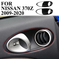 Carbon Fiber Style Inner Door Handle Cover Air Outlet Trim Fit For Nissan 370Z
