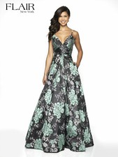 Authentic Flair Prom 19097 Dress-Color: Black/Mint-Size:14 Prom Dress-Reg $350