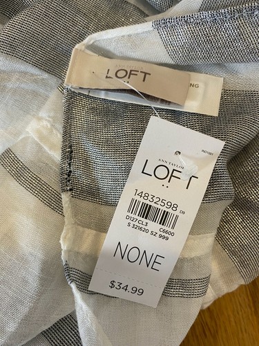 NUEVO Ann Taylor LOFT Blanco Gris Metálico Círculo Infinito Bufanda a Rayas Rayón - Imagen 3 de 4