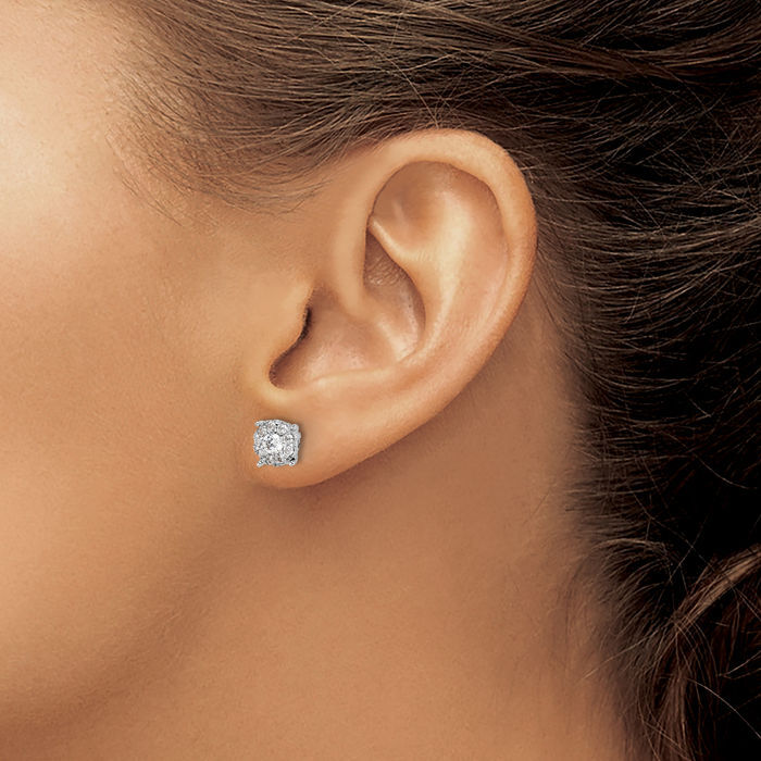 【HYERES LOR】24FW★ Essence Lab Diamond  Earrings 14K 14K Solid White Gold Lab Diamond Stud Earrings | eBay